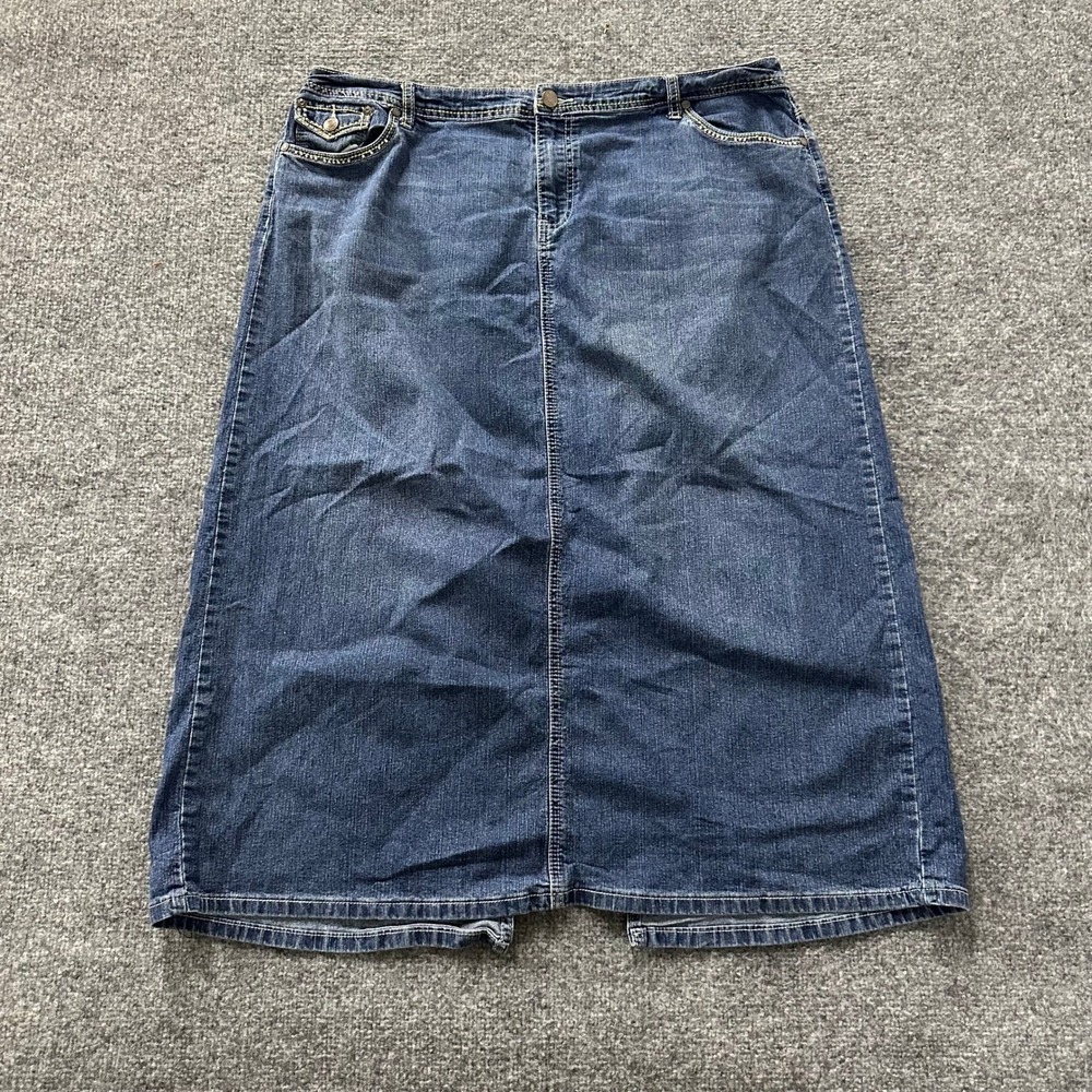 Cato Denim Skirt Womens Size 20W Blue Midi Straight Stretch Casual Dark Wash